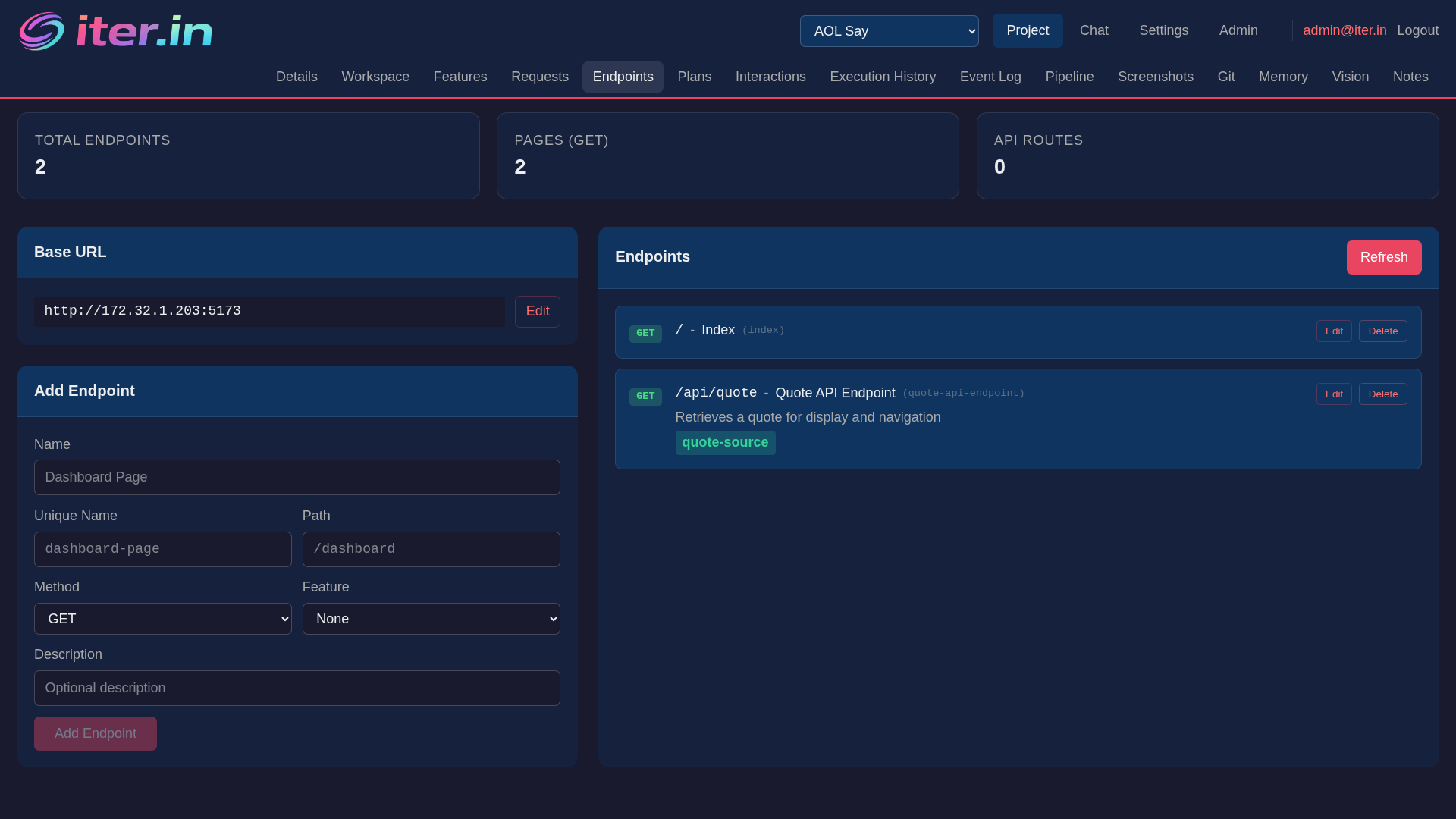 Endpoint registry and architecture planning