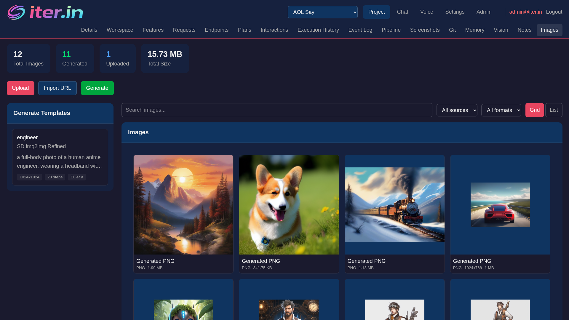 Image generation and templates
