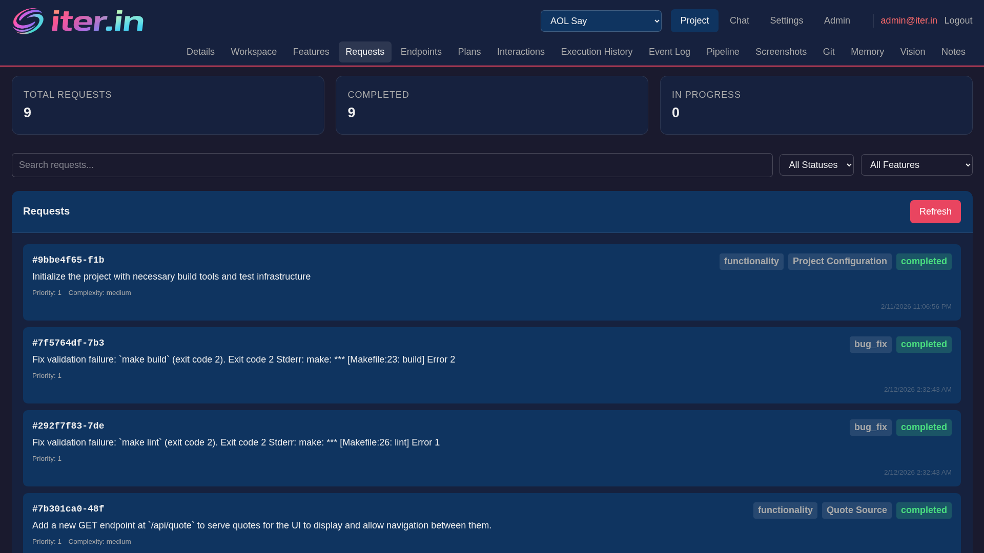 Feature requests driving the orchestration pipeline